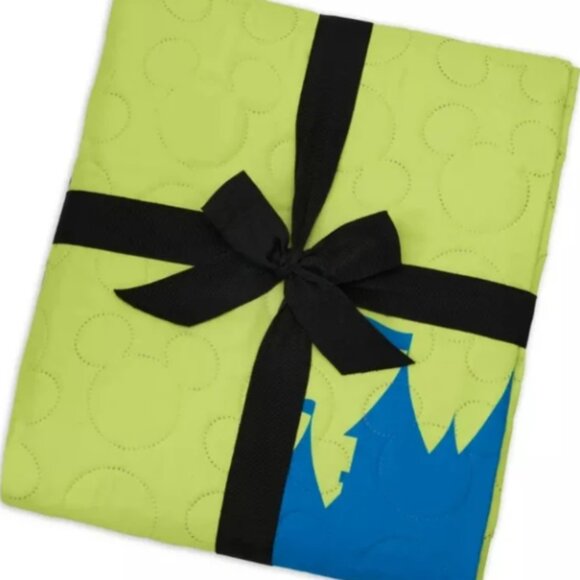 SALE Disney Throw Walt Disney World Graphic Green Blue Quilted 50x60 - NWT - Picture 1 of 6